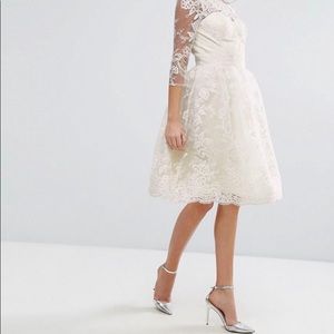 Chi Chi London Lace Midi Dress with Scallop Back